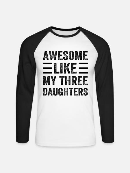 Fantastisk som mine tre døtre - Funny Father's D - Langærmet herre-baseballshirt - hvid/sort