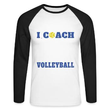 Coach Volleyball Sports Humor Coach Girls - Unisex Long Sleeve Baseball T-Shirt - white/black - Front - Nik (191cm)