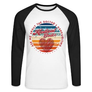 Assistant médical - Codeur médical - T-shirt baseball manches longues Homme - blanc/noir - Devant - Nik (191cm)