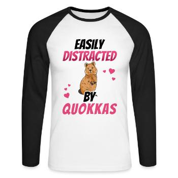 Distrait par le marsupial de Quokka Australie - T-shirt baseball manches longues Homme - blanc/noir - Devant - Nik (191cm)