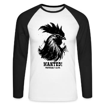 Recherché: Préfère le coq drôle vif - T-shirt baseball manches longues Homme - blanc/noir - Devant - Nik (191cm)