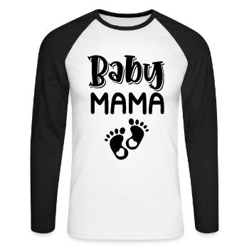 Maman bébé - T-shirt baseball manches longues Homme - blanc/noir - Devant - Nik (191cm)