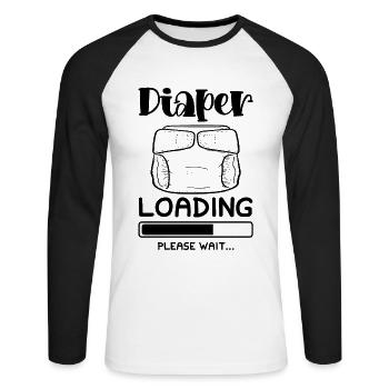 baby diaper loading - Unisex Long Sleeve Baseball T-Shirt - white/black - Front - Nik (191cm)