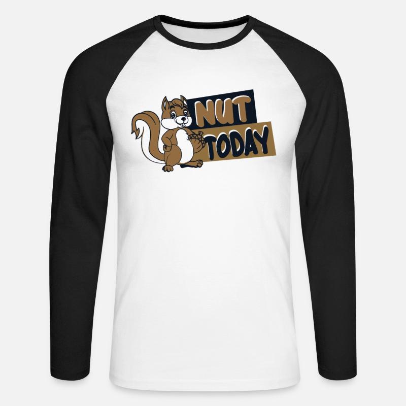Nut Today Fuchshörnchen Grauhörnchen Squirrel - Unisex Baseballshirt langarm - Weiß/Schwarz