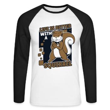 Life is Better with a Squirrel Squirrel - Unisex Long Sleeve Baseball T-Shirt - white/black - Front - Nik (191cm)