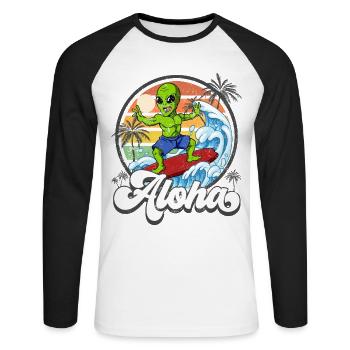 Aloha Hawaiian Hawaiian Surfer Surfing - T-shirt baseball manches longues Homme - blanc/noir - Devant - Nik (191cm)