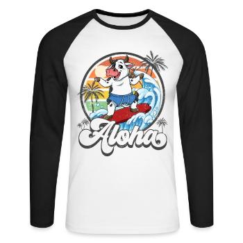 Aloha Hawaiian Hawaiian Surfer Surfing - T-shirt baseball manches longues Homme - blanc/noir - Devant - Nik (191cm)