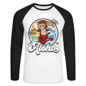 Aloha Hawaiian Hawaiian Surfer Surfing - T-shirt baseball manches longues Homme - blanc/noir - Devant - Nik (191cm)