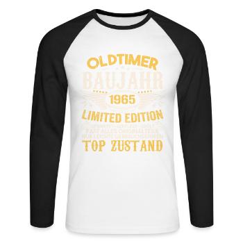 Original 1965 Jahrgang Retro Geburtstag Vintage - Unisex Baseballshirt langarm - Weiß/Schwarz - Vorne - Nik (191cm)
