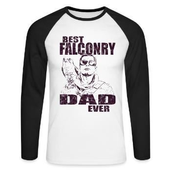 Fauconnier pèlerin Faucon Falcon Vintage Fauconnerie - T-shirt baseball manches longues Homme - blanc/noir - Devant - Nik (191cm)