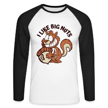 I Like Big Nuts Grey Squirrel Squirrel Squirrel - Unisex Long Sleeve Baseball T-Shirt - white/black - Front - Nik (191cm)