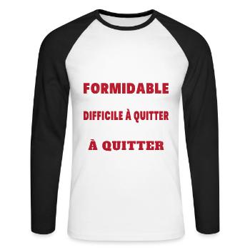 Maître formidable idée cadeau maître d'école - T-shirt baseball manches longues Homme - blanc/noir - Devant - Nik (191cm)