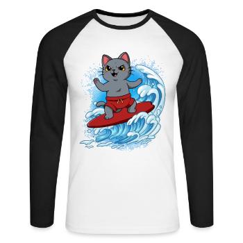 Surfeurs de vagues Surfeurs Surfeurs - T-shirt baseball manches longues Homme - blanc/noir - Devant - Nik (191cm)