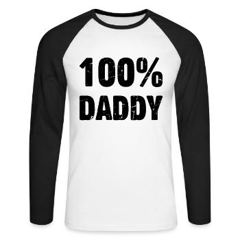 100% Daddy - Father's Day Daddy - Unisex Long Sleeve Baseball T-Shirt - white/black - Front - Nik (191cm)