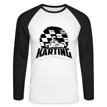 Karting Racetrack Car Racing Motorsport Kart Racer - T-shirt baseball manches longues Homme - blanc/noir - Devant - Nik (191cm)