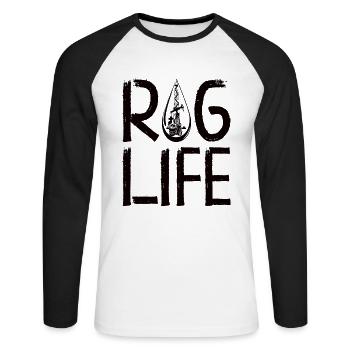 Spinfield Wife Roughneck Oil Drilling Frac crew - T-shirt baseball manches longues Homme - blanc/noir - Devant - Nik (191cm)