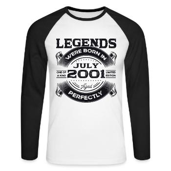 22nd Birthday Man Legendary July Vintage 2001 - Unisex Long Sleeve Baseball T-Shirt - white/black - Front - Nik (191cm)