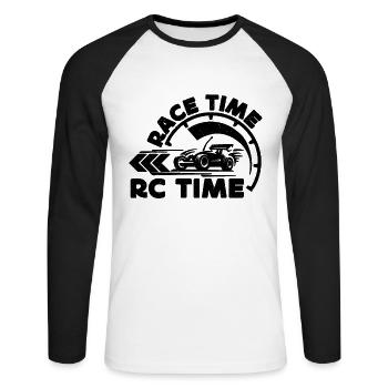 Temps de course RC Time Voiture télécommandée RC Racer - T-shirt baseball manches longues Homme - blanc/noir - Devant - Nik (191cm)
