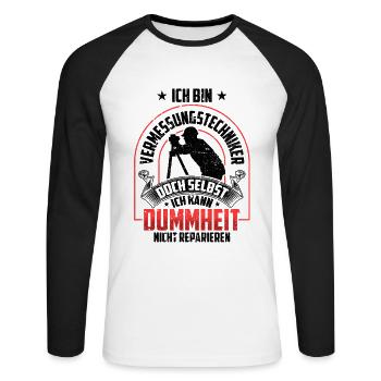 Vermessungstechniker nicht reparieren Vermesser - Unisex Baseballshirt langarm - Weiß/Schwarz - Vorne - Nik (191cm)