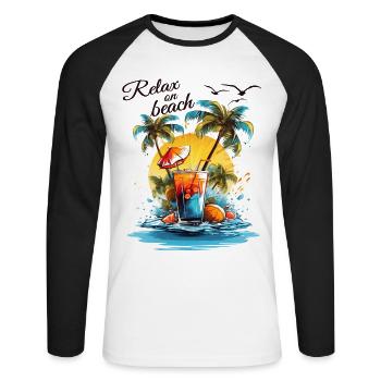 Summer Drink Cocktail Beach Holiday - Unisex Long Sleeve Baseball T-Shirt - white/black - Front - Nik (191cm)