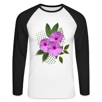 Fleurs - Bouquet - Fleurs - Flore - T-shirt baseball manches longues Homme - blanc/noir - Devant - Nik (191cm)