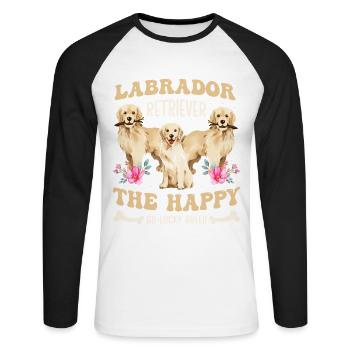 Labrador Retriever la race heureuse et chanceuse - T-shirt baseball manches longues Homme - blanc/noir - Devant - Nik (191cm)