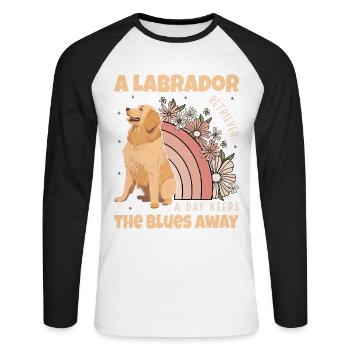 A Labrador Retriever a day keeps the blues away - Unisex Long Sleeve Baseball T-Shirt - white/black - Front - Nik (191cm)