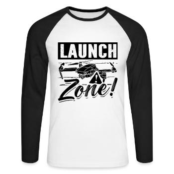 Launch Zone Remote Control Drone Pilot Drone Racer - Unisex Baseballshirt langarm - Weiß/Schwarz - Vorne - Nik (191cm)