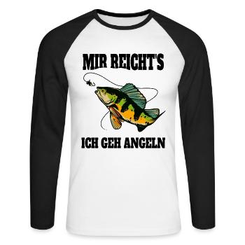 Lustige Angler Sprüche Mir reichts ich gehe Angeln - Unisex Baseballshirt langarm - Weiß/Schwarz - Vorne - Nik (191cm)