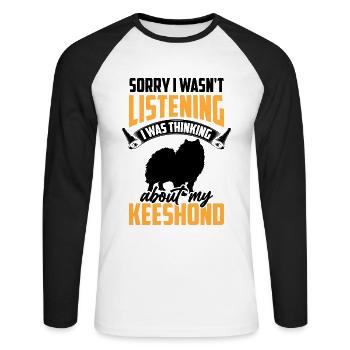 Pensée de Wolfsspitz German Keeshond - T-shirt baseball manches longues Homme - blanc/noir - Devant - Nik (191cm)