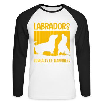 Boules de fourrure de labradors og Bonheur - T-shirt baseball manches longues Homme - blanc/noir - Devant - Nik (191cm)