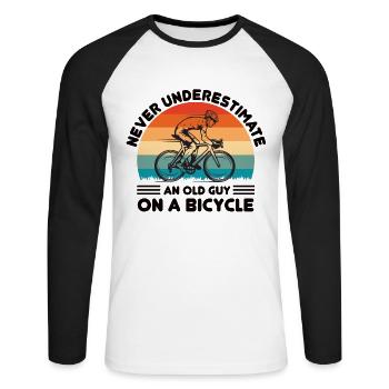 Road Cycling Road Cyclist Road Bikes - Unisex Long Sleeve Baseball T-Shirt - white/black - Front - Nik (191cm)