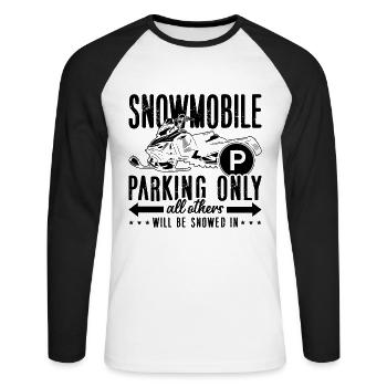 Snowmobile Parking Only Mountain Snowmobile Racer - Unisex Baseballshirt langarm - Weiß/Schwarz - Vorne - Nik (191cm)