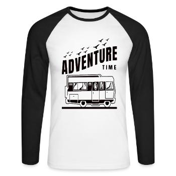 Camping Caravan Motorhome Camper Saying - Unisex Long Sleeve Baseball T-Shirt - white/black - Front - Nik (191cm)