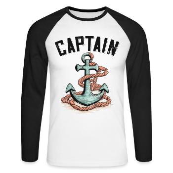 rafting, canotage, montagne, navigation de plaisance - T-shirt baseball manches longues Homme - blanc/noir - Devant - Nik (191cm)