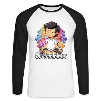 Yoga Ohmmm Namaste - Unisex Baseballshirt langarm - Weiß/Schwarz - Vorne - Nik (191cm)