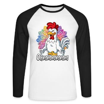 Yoga Ohmmm Namaste - T-shirt baseball manches longues Homme - blanc/noir - Devant - Nik (191cm)