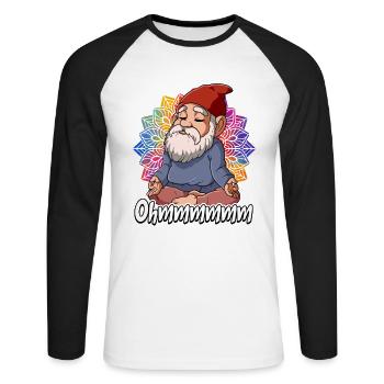 Yoga Ohmmm Namaste - T-shirt baseball manches longues Homme - blanc/noir - Devant - Nik (191cm)