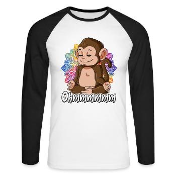 Yoga Ohmmm Namaste - Unisex Long Sleeve Baseball T-Shirt - white/black - Front - Nik (191cm)
