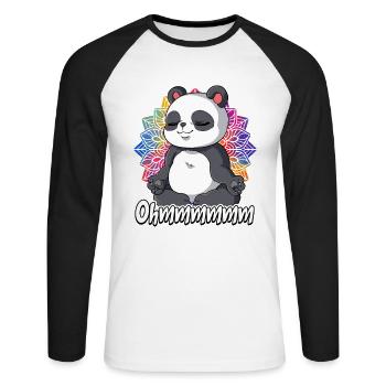 Yoga Ohmmm Namaste - Unisex Baseballshirt langarm - Weiß/Schwarz - Vorne - Nik (191cm)