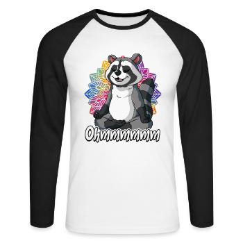 Yoga Ohmmm Namaste - T-shirt baseball manches longues Homme - blanc/noir - Devant - Nik (191cm)