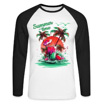 Summer Time Cocktail Beach Retreat - Unisex Long Sleeve Baseball T-Shirt - white/black - Front - Nik (191cm)