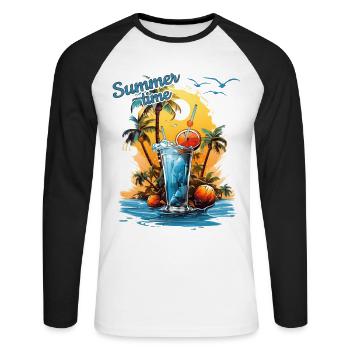Summer Time Cocktail Beach Retreat - Unisex Long Sleeve Baseball T-Shirt - white/black - Front - Nik (191cm)