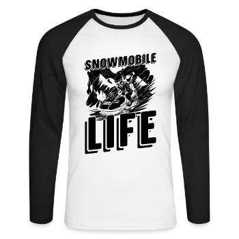 Snowmobile Life Snowmobile Riding Snowmobile Racer - Unisex Baseballshirt langarm - Weiß/Schwarz - Vorne - Nik (191cm)