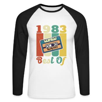 1983 Cadeau D’anniversaire Vintage Original 1983 - T-shirt baseball manches longues Homme - blanc/noir - Devant - Nik (191cm)
