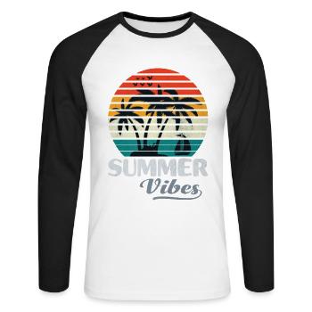 Sailing Sailors Summer Vibes Sailor Gifts - T-shirt baseball manches longues Homme - blanc/noir - Devant - Nik (191cm)
