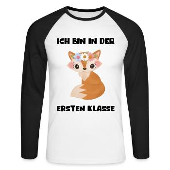 Mädchen Einschulung 2023 Schulbeginn Schulkind - Unisex Baseballshirt langarm - Weiß/Schwarz - Vorne - Nik (191cm)