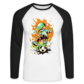 Joueur de football cool dans le look de jeu d’art de rue - T-shirt baseball manches longues Homme - blanc/noir - Devant - Nik (191cm)