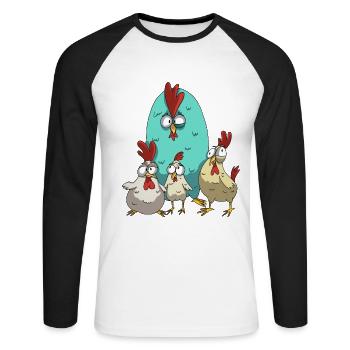 Funny Chickens Chicken Design Chicken Flock with Humor - Unisex Long Sleeve Baseball T-Shirt - white/black - Front - Nik (191cm)