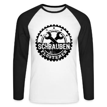 Schrauben Flüsterer Schrauber Mechaniker Kfz - Unisex Baseballshirt langarm - Weiß/Schwarz - Vorne - Nik (191cm)